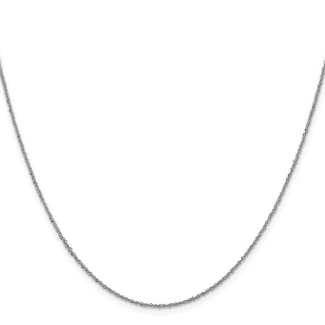14K White Gold 1 mm Singapore Chain Necklace, Polished