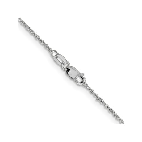 14K White Gold 1 mm Singapore Chain Necklace, Polished alternate angle