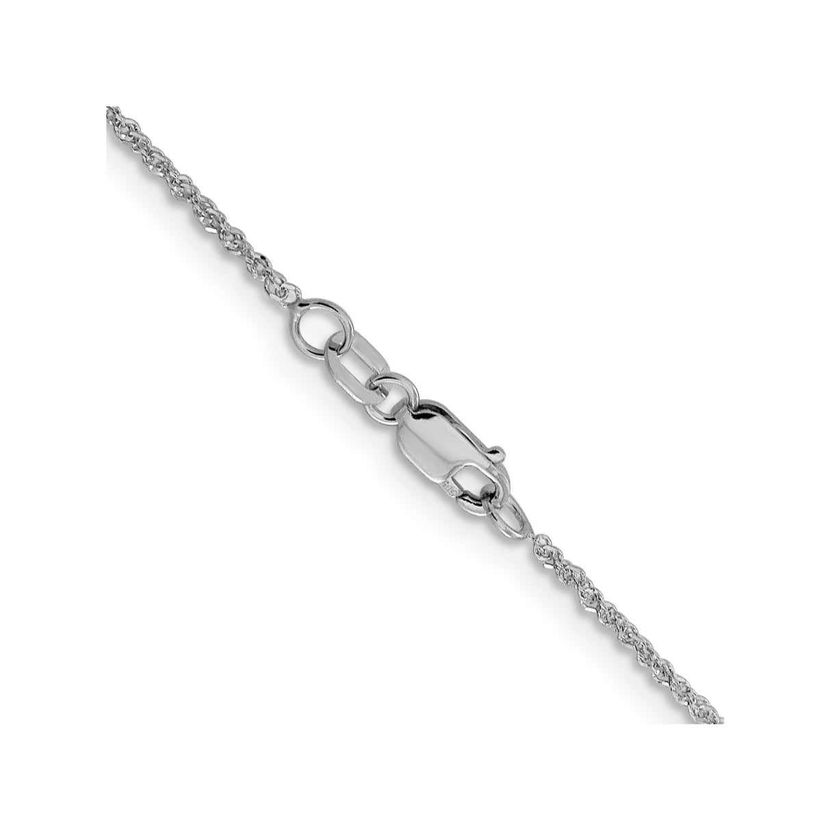 14K White Gold 1.3 mm Singapore Chain Necklace, Polished alternate angle
