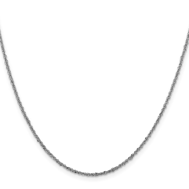 14K White Gold 1.6 mm Singapore Chain Necklace, Polished