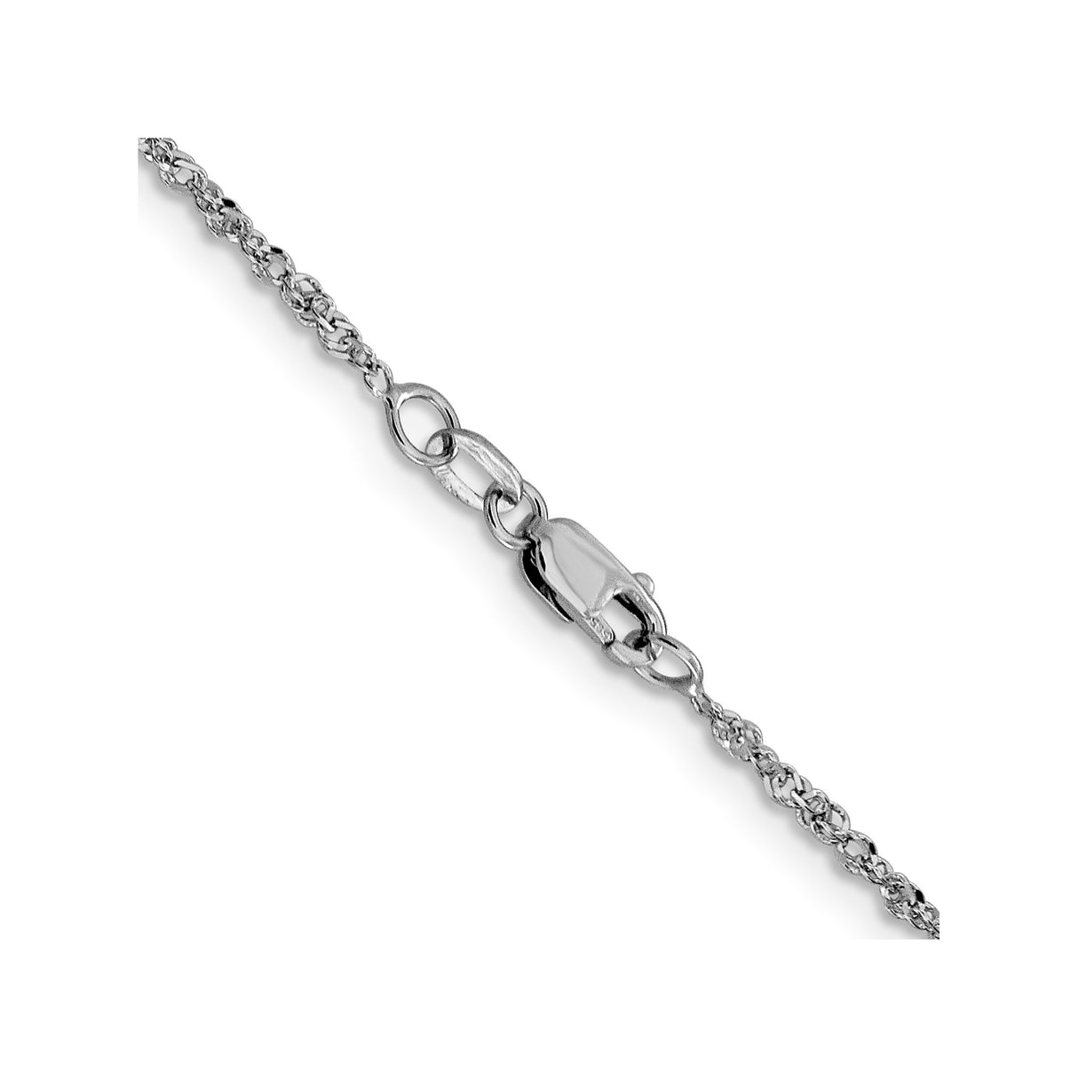 14K White Gold 1.6 mm Singapore Chain Necklace, Polished alternate angle