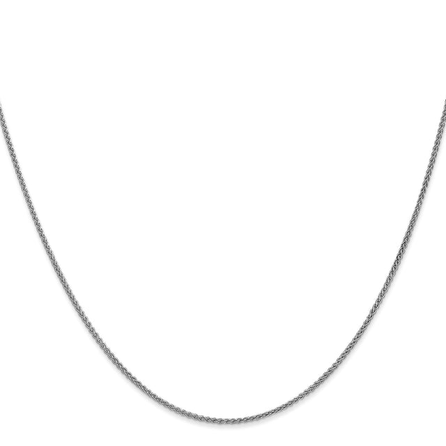 14K White Gold 1.2 mm Polished Chain Necklace, Solid