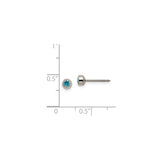 Titanium Stud Earring with Round Blue Gemstone, Bezel Set, Hypoallergenic Unisex Jewelry