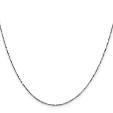 18K White Gold 1 mm Polished Chain Necklace, Solid