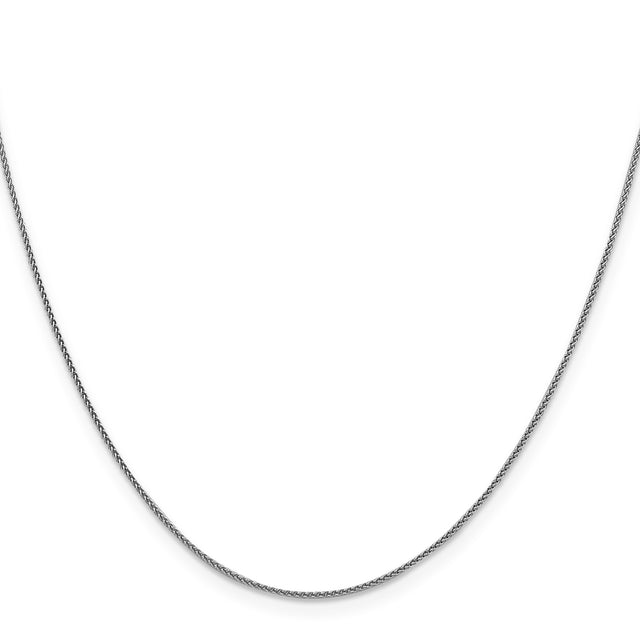 18K White Gold 1 mm Polished Chain Necklace, Solid
