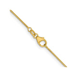 18K Yellow Gold 0.7 mm Box Chain Necklace, Polished alternate angle