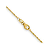 18K Yellow Gold 0.9 mm Box Chain Necklace, Polished alternate angle