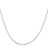18K White Gold 0.5 mm Box Chain Necklace, Polished