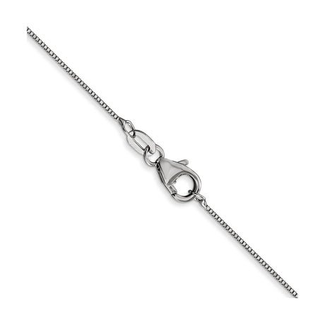 18K White Gold 0.5 mm Box Chain Necklace, Polished alternate angle