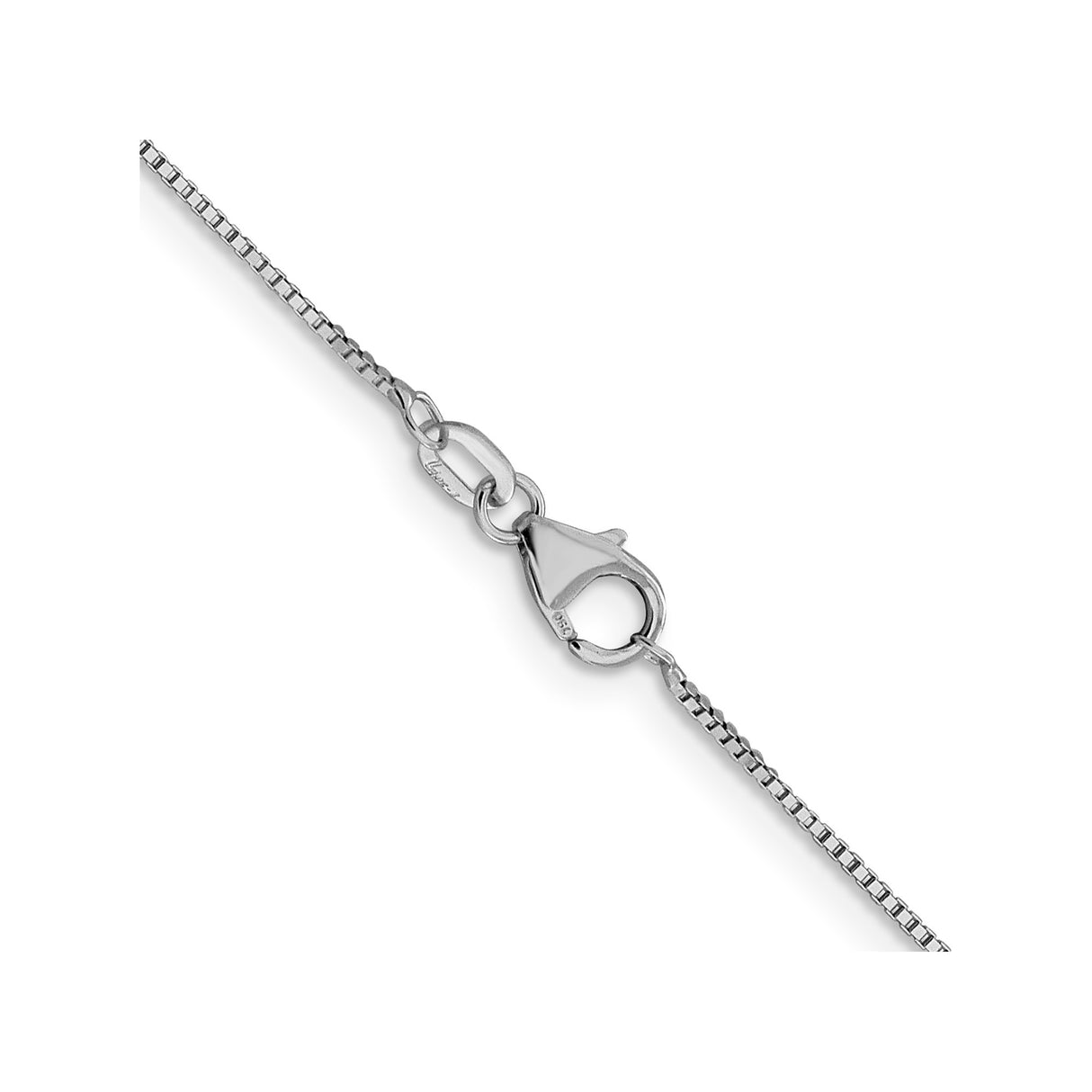 18K White Gold 0.7 mm Box Chain Necklace, Polished alternate angle