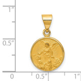 Guardian Angel Round Medal Charm Pendant in Real 18k Yellow Gold