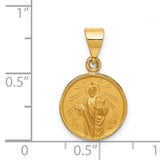 Saint Jude Thaddeus Figure Round Mini Medal Charm Pendant in Real 18k Yellow Gold