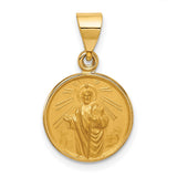 Saint Jude Thaddeus Figure Round Mini Medal Charm Pendant in Real 18k Yellow Gold