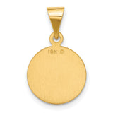 Our Lady of Perpetual Help Pray For Us Words Round Charm Pendant in Real 18k Yellow Gold