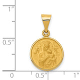 Our Lady of Perpetual Help Pray For Us Words Round Charm Pendant in Real 18k Yellow Gold