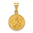 Our Lady of Perpetual Help Pray For Us Words Round Charm Pendant in Real 18k Yellow Gold