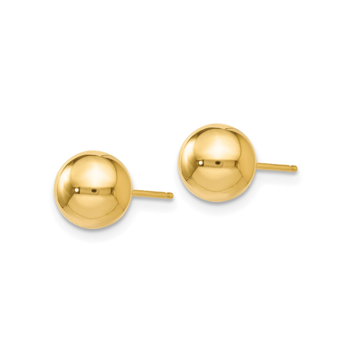 14k Yellow Gold Ball Stud Earrings, Simple Polished Spheres, Minimalist Style for Women