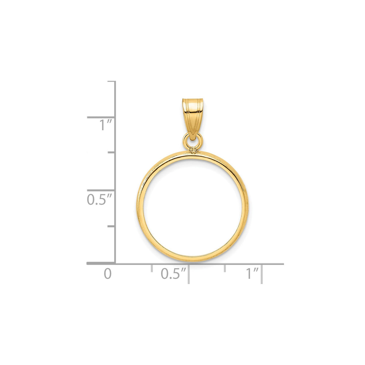 19 mm 14k Yellow Gold coin bezel for 19 mm Coin — size reference (ruler)