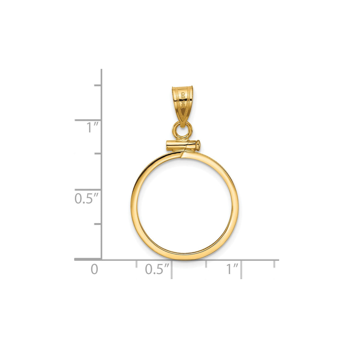 19 mm 14k Yellow Gold coin bezel for 19 mm Coin — size reference (ruler)