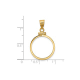 19 mm 14k Yellow Gold coin bezel for 19 mm Coin — size reference (ruler)