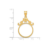 19 mm 14k Yellow Gold coin bezel for 19 mm Coin — size reference (ruler)
