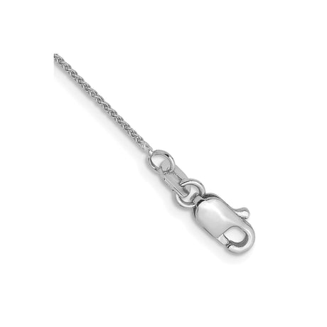 14K White Gold 0.8 mm Polished Chain Anklet, Solid