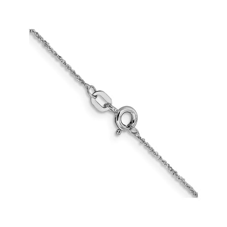 14K White Gold 0.8 mm Singapore Chain Necklace, Polished alternate angle