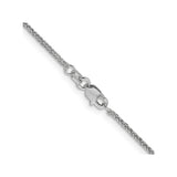 14K White Gold 1 mm Polished Chain Necklace, Solid alternate angle