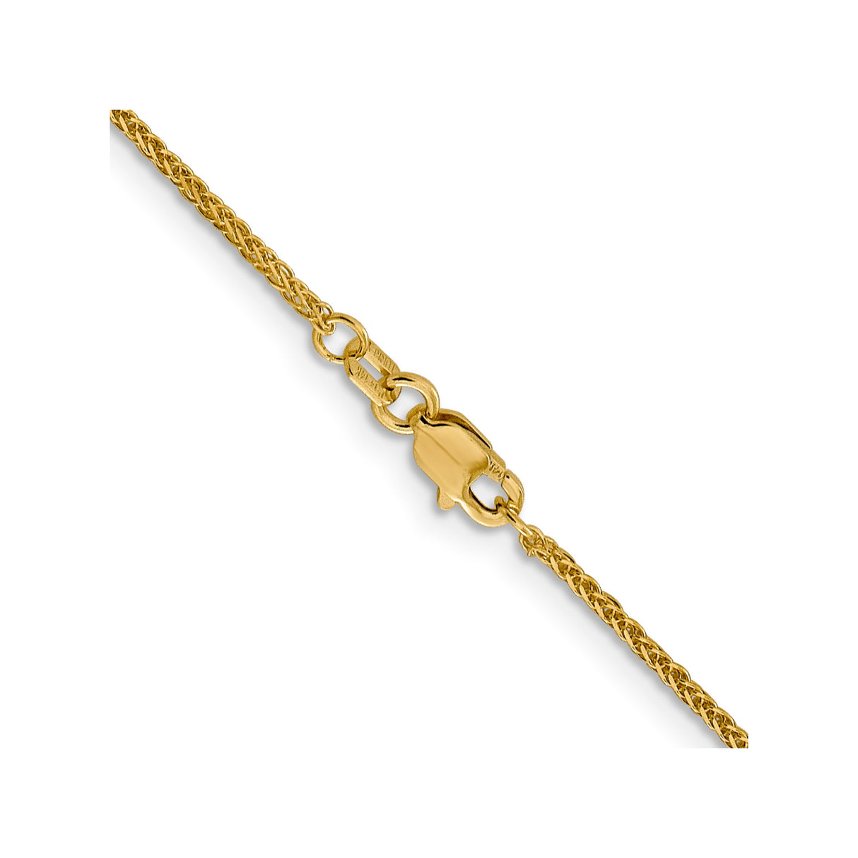 14K Yellow Gold 1 mm Polished Chain Necklace, Solid alternate angle