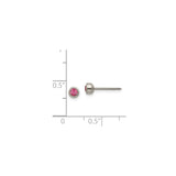 Titanium Stud Earrings with Pink Round-Cut Gemstone, Hypoallergenic Bezel Setting