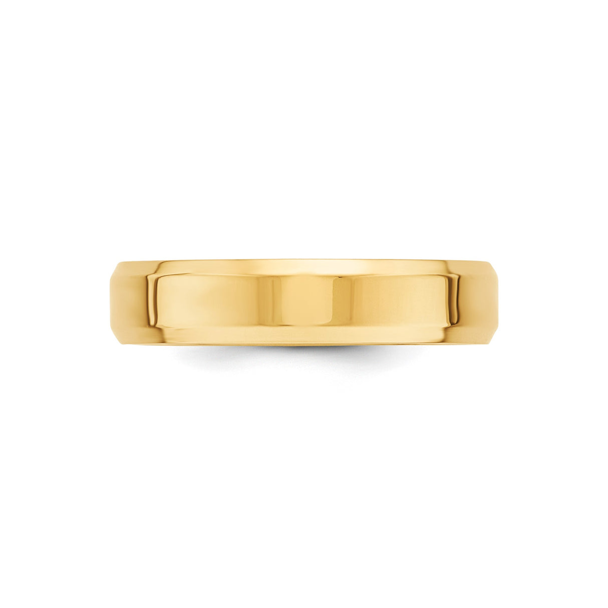 10k Yellow Gold Beveled Edge, Comfort Fit wedding band ring detail view
