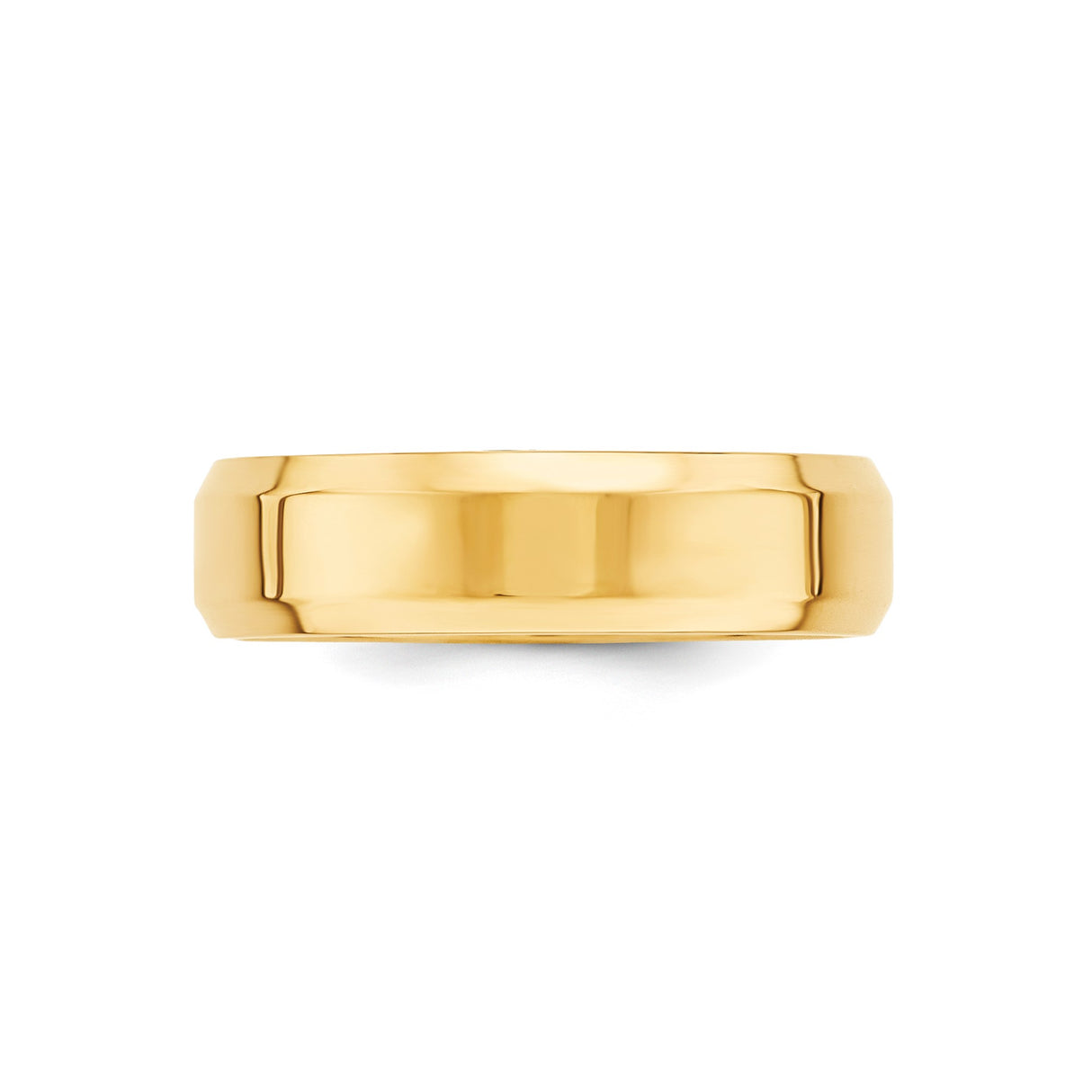 10k Yellow Gold Beveled Edge, Comfort Fit wedding band ring detail view