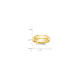 10k Yellow Gold Beveled Edge, Comfort Fit wedding band ring shown for scale