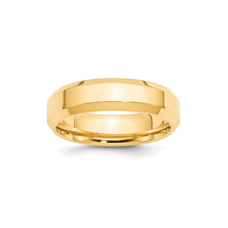 10k Yellow Gold Beveled Edge, Comfort Fit wedding band ring