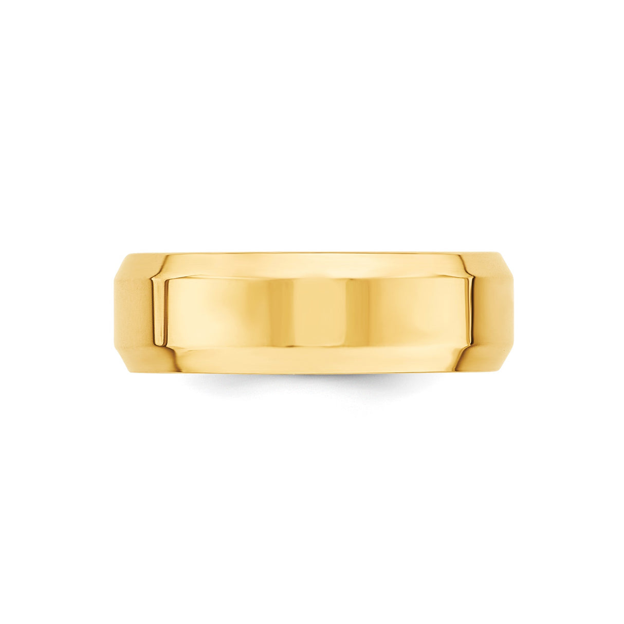 10k Yellow Gold Beveled Edge, Comfort Fit wedding band ring detail view