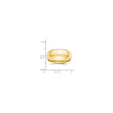10k Yellow Gold Beveled Edge, Comfort Fit wedding band ring shown for scale