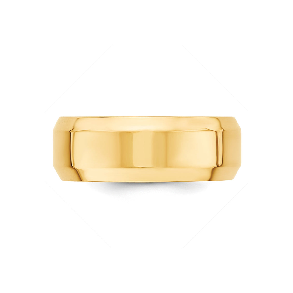 10k Yellow Gold Beveled Edge, Comfort Fit wedding band ring detail view