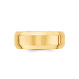 10k Yellow Gold Beveled Edge, Comfort Fit wedding band ring detail view