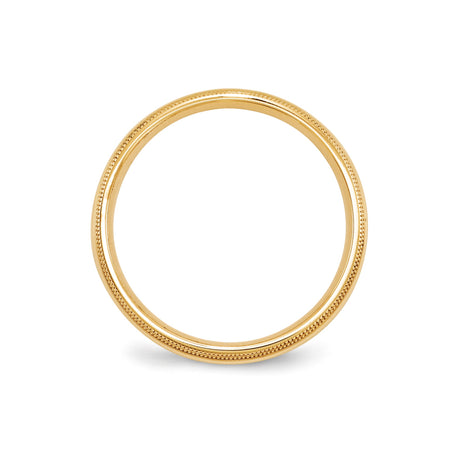 10k Yellow Gold Milgrain, Comfort Fit wedding band ring alternate angle