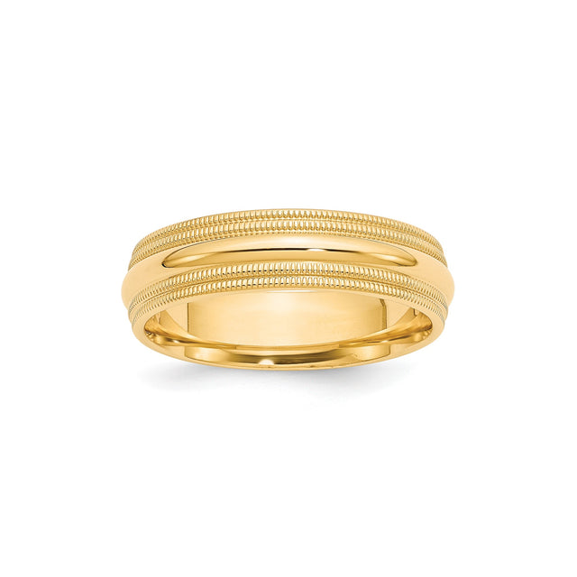 10k Yellow Gold Milgrain, Comfort Fit wedding band ring