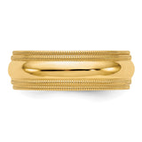 10k Yellow Gold Milgrain, Comfort Fit wedding band ring alternate angle