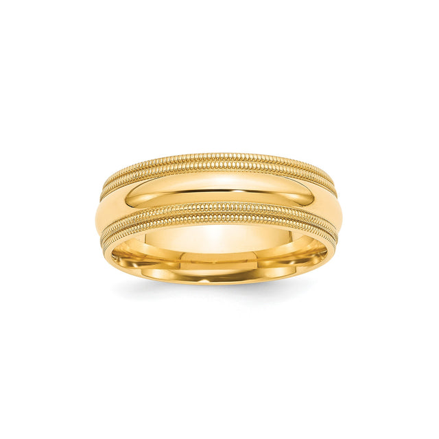 10k Yellow Gold Milgrain, Comfort Fit wedding band ring