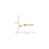 14k Yellow Gold Ball Stud Earrings, Smooth Polished Finish, Minimalist Design