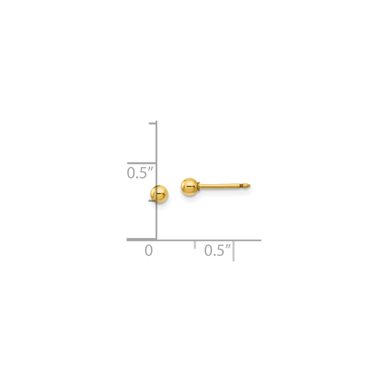 14k Yellow Gold Ball Stud Earrings, Polished Finish, Minimalist Round Design