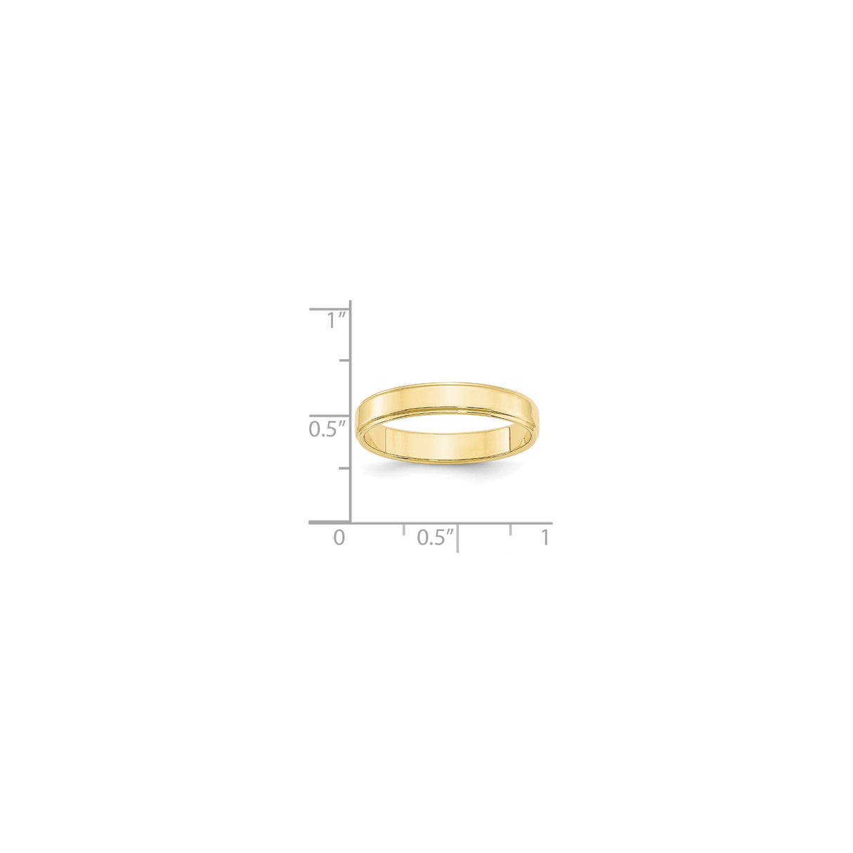 10k Yellow Gold Flat wedding band ring shown for scale