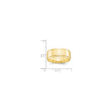 10k Yellow Gold Flat wedding band ring shown for scale
