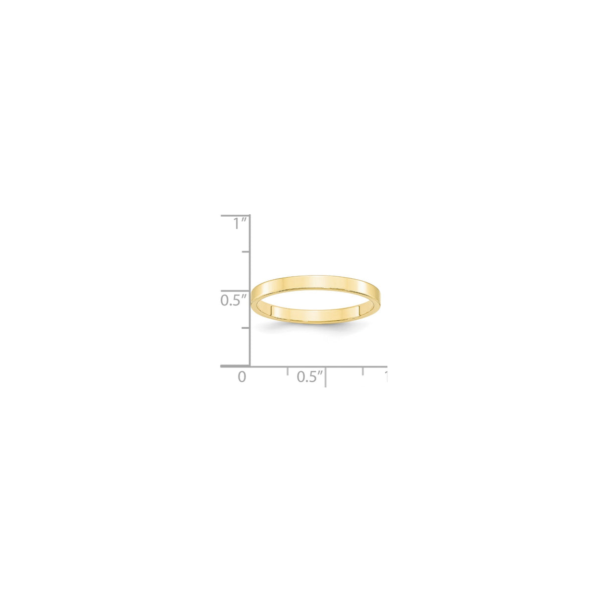 10k Yellow Gold Flat, Lightweight wedding band ring shown for scale