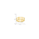 10k Yellow Gold Flat, Lightweight wedding band ring shown for scale