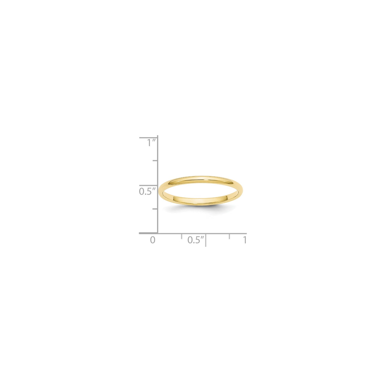 10k Yellow Gold Domed wedding band ring shown for scale