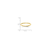 10k Yellow Gold Domed wedding band ring shown for scale